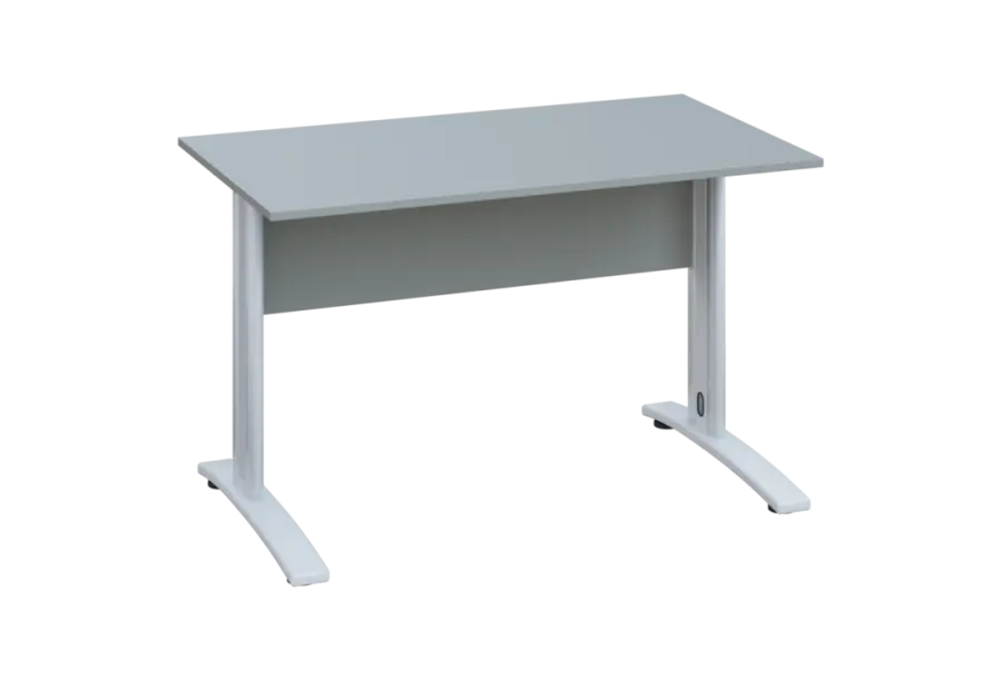 EPK 27 - 12 stůl kancelářský, kovová podnož bílá, deska 25 mm, široký 1200 mm, šedá